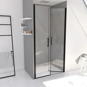 Commander Maintenant Paroi double porte de douche battante - Noir mat - 90x200cm AURLANE