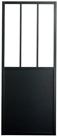 Promotion Porte coulissante en applique Atelier - Noir - H.204xL.83cm OPTIMUM