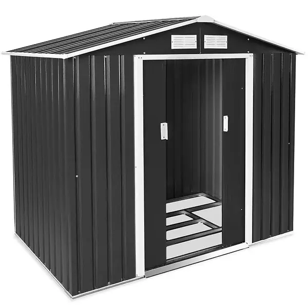 Abri de jardin métal 2,7 m² toiture 2 pans gris/blanc TECTAKE Solde