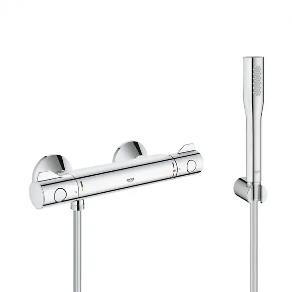 Affaire À Saisir Grohe Set de douche Mitigeur thermostatique Grohtherm 800 + Douchette stick 1 jet Euphoria Cosmopolitan, Chrome (34558000-Euphoria)
