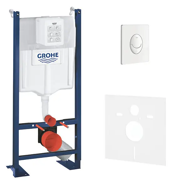 Soldes Pack WC Bâti autoportant Rapid SL avec Plaque Skate Air blanche et Set d‘isolation phonique (39145000-3) GROHE