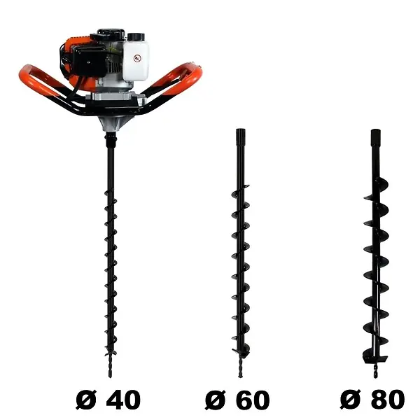 Tarière thermique 52 cm3, 3 CV + lot de 3 mèches (40, 60 et 80 mm) GT GARDEN Seulement Aujourd'hui