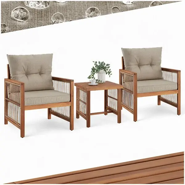 Ensemble lounge EIVISSA au design en corde marron naturel TECTAKE Prix Choc