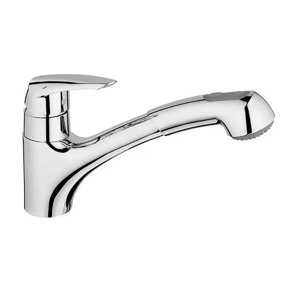 Mitigeur évier EURODISC GROHE 32257001 - bec bas - douchette extractible 2 jets - chrome Bon Marché
