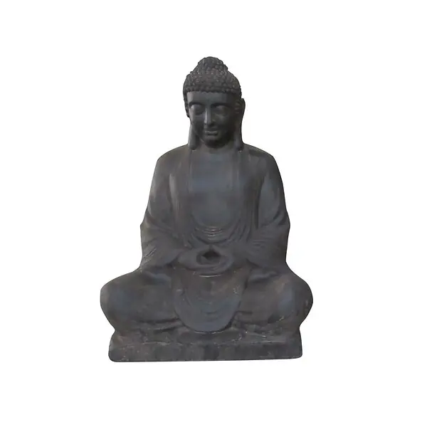 Statue bouddha fibre d‘argile - Gris - H.80xL.57xP.50cm CIDDECO Promotion Saisonnière