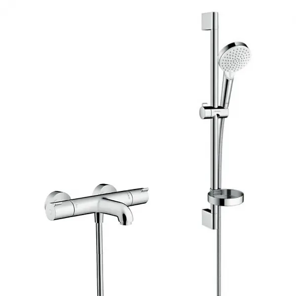 Haute Qualité Hansgrohe Ecostat 1001 CL Pack Mitigeur Thermostatique bain/douche + Set de douche Crometta Vario avec porte-savon (13201000-Crometta2)