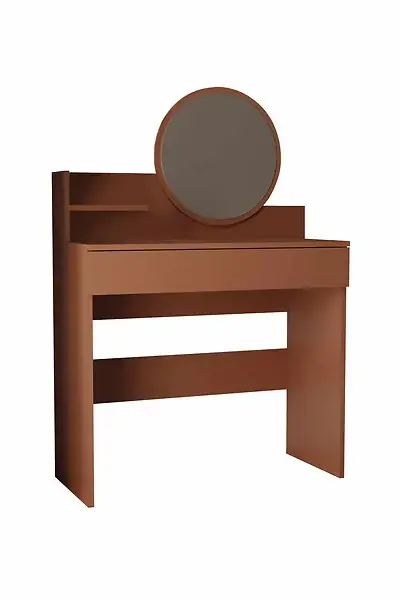 Jusqu'à Épuisement Des Stocks Coiffeuse avec miroir en bois "Harmony Mini Round" - 90 x 40 x 133 cm - Terracotta HABITAT ET JARDIN