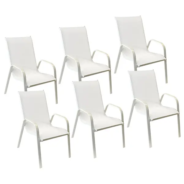 Produit De Marque Lot de 6 chaises MARBELLA en textilène blanc - aluminium blanc HAPPY GARDEN