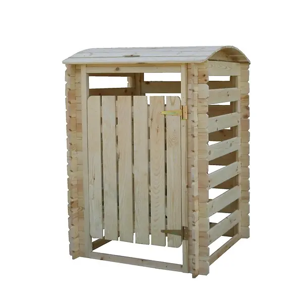 TIMBELA M606 Cache Poubelle en Bois à Porte Verrouillables, 240 litres Achat Immédiat