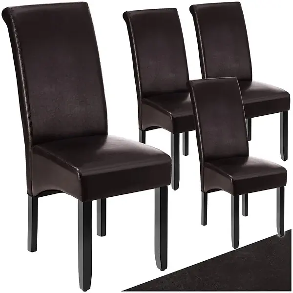 Livraison Express Ensemble 4 chaises de salle à manger revêtement aspect cuir marron TECTAKE