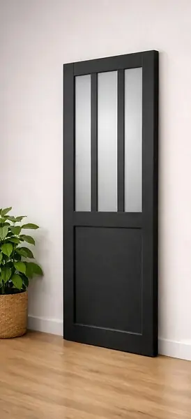 Porte Coulissante Atelier Noir vitre depoli H204 x L83 cm GD MENUISERIES Remise