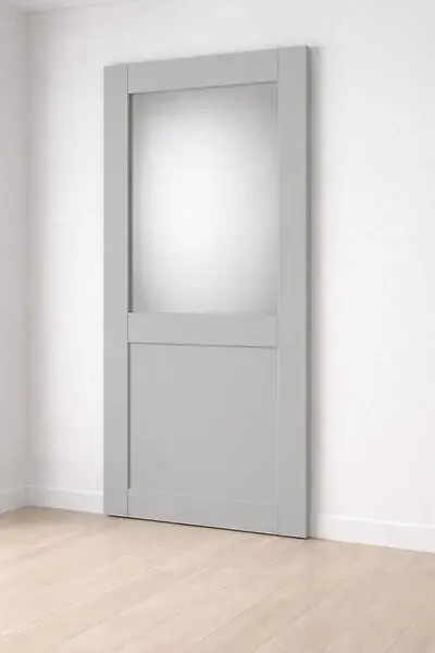Promotion Porte Coulissante Athena Gris Clair Vitrée H204 x L83 cm GD MENUISERIES