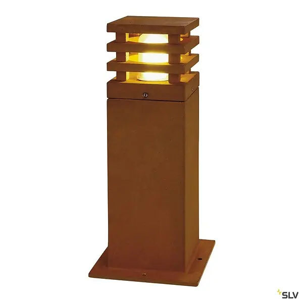 Acheter En Ligne Borne extérieure SLV RUSTY coloris fonte rouillée, E27, 11W pour jardin - Hauteur 40 cm