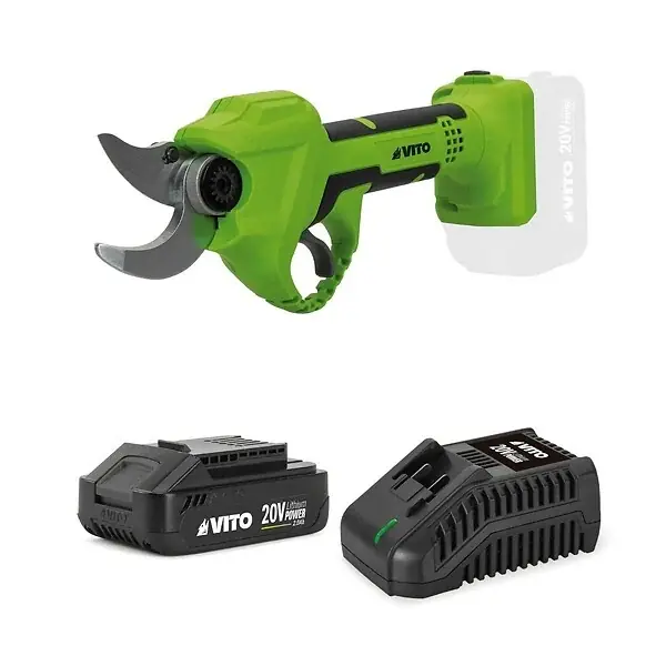 Paiement Sécurisé Sécateur sans fil 20V + Batterie Lithium 2Ah Ø de coupe 30 mm Moteur Brushless Chargeur rapide VITO