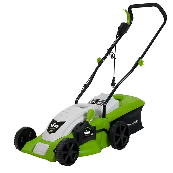 Bon Marché Tondeuse électrique 1400W Moteur induction Coupe 34 cm - Hauteur de coupe 25-60 mm - Bac 35L VITO