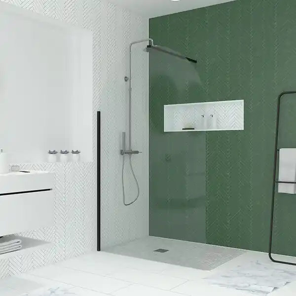 Paroi de Douche arrondie 120x200 cm - Profilé Noir Mat - DARK CURVED AURLANE Usine Directe