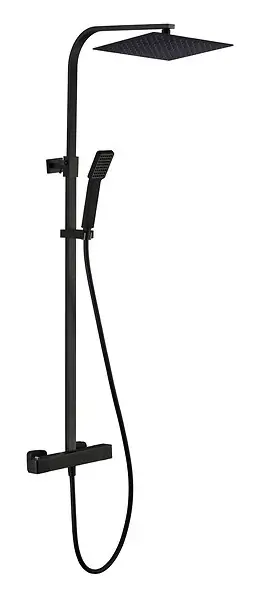 Certifié Colonne de douche thermostatique - Quatros - Noir - 30x30cm ESSEBAGNO