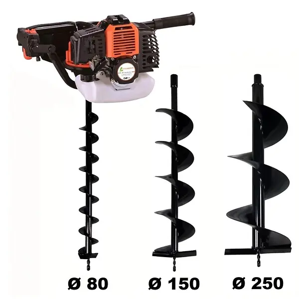 Meilleur Choix Tarière thermique 52 cm3 - 3 CV + lot de 3 mèches (80, 150 et 250 mm) GT GARDEN