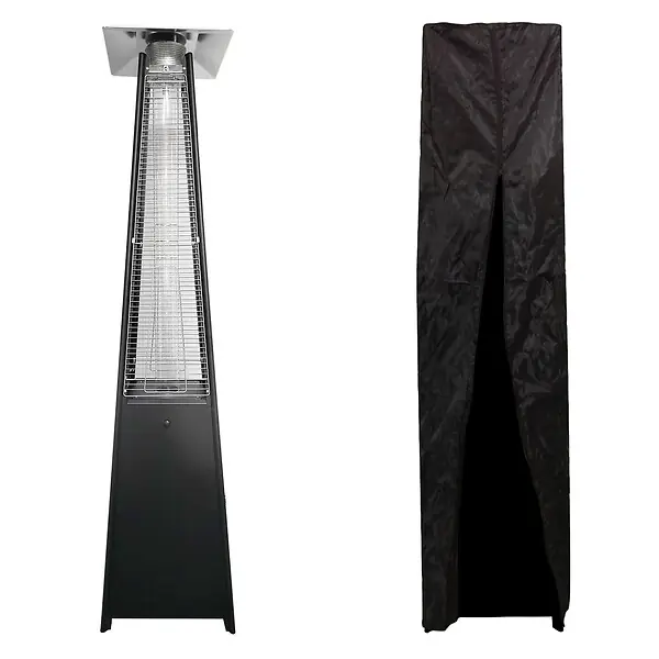 Retour Gratuit Parasol chauffant gaz STOCKHOLM 13kW acier noir + housse de protection HAPPY GARDEN