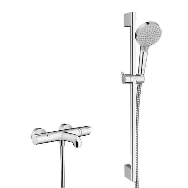 Ecostat Set Mitigeur thermostatique Bain/douche + Barre de douche Unica + Douchette 2 jets, Chrome HANSGROHE Seulement Aujourd'hui