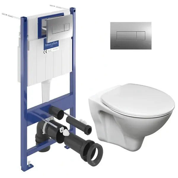 ViConnect Pro S Pack WC Bâti Villeroy & Boch + WC suspendu Jika Neo + Abattant + Plaque (ViConnectS-LinePro-1) Seulement Aujourd'hui