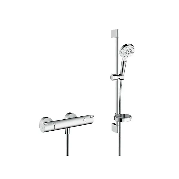 Petit Prix Hansgrohe Ecostat Pack Mitigeur Thermostatique + Set de douche Crometta Vario avec porte-savon (13211000-Crometta2-SP)