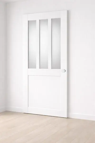 Porte Coulissante Atelier Blanc vitre depoli H204 x L73 cm, Coquilles blanc GD MENUISERIES Achat Immédiat
