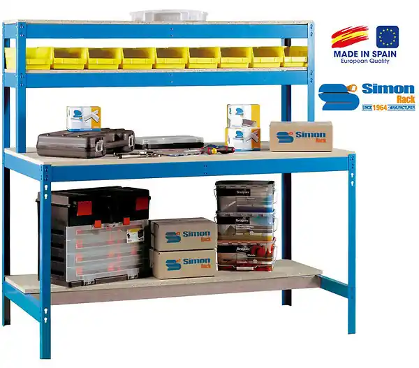 Jusqu'à Épuisement Des Stocks Simonrack - Kit Etabli 1440x1500x750mm - Bt-1 1500 Bleu/bois SIMON RACK