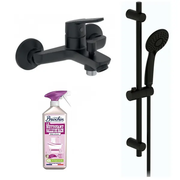 Ensemble bain douche avec mitigeur mécanique mural Aimé noir + nettoyant JACOB DELAFON Marque