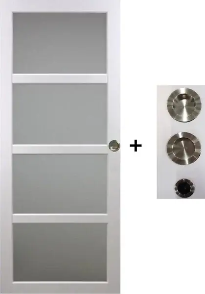 Authentique Porte Coulissante Tana blanc Vitrée H204 x L63 cm, coquilles, tire doigt GD MENUISERIES