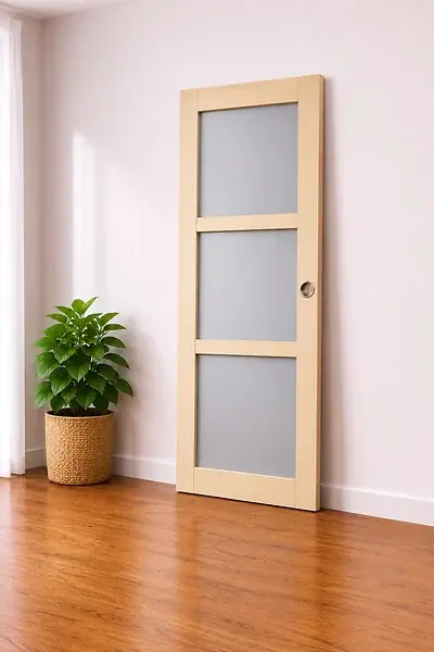 Affaire À Saisir Porte Coulissante Ayous 3 Panneaux Gris Clair H204 x L73 cm, Coquilles GD MENUISERIES