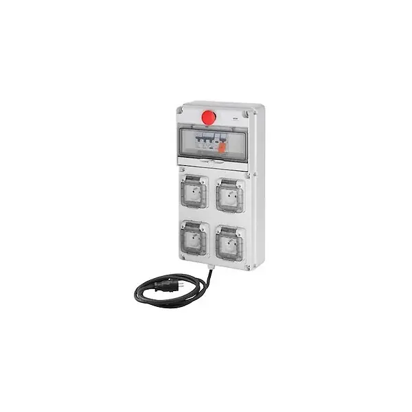Coffret d‘alimentation provisoire Mono Q-DIN 10 16A - 4 prises - Avec arrêt d‘urgence GEWISS Commander Vite