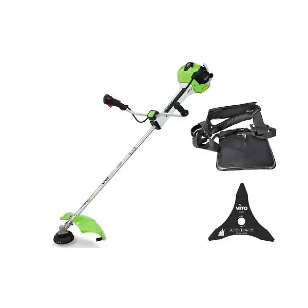 Debroussailleuse thermique 43 Cm3 Moteur 2T 1,6CV + Lame 3 dents + Bobine de fil + Harnais de portée VITO Meilleure Vente