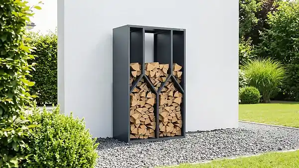 Vente Directe Bûcher métal GARY - Gris - L.100xP.77xH.200cm WEKA