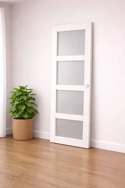 Porte Coulissante Tana Blanc Vitrée H204 X L73 cm, Coquilles Blanc GD MENUISERIES Produit De Marque