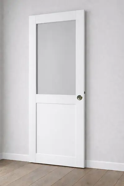 Livraison Express Porte Coulissante Atelier Blanc H204 x L73 cm sans meneau, coquilles, tire doigt GD MENUISERIES