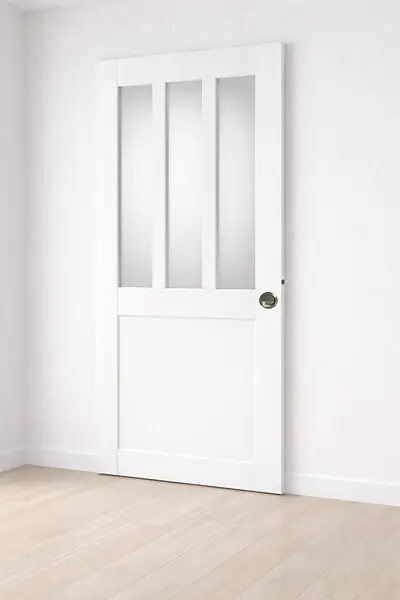 Porte Coulissante Atelier Blanc vitre depoli H204 x L73 cm, coquilles, tire doigt GD MENUISERIES Livraison Express