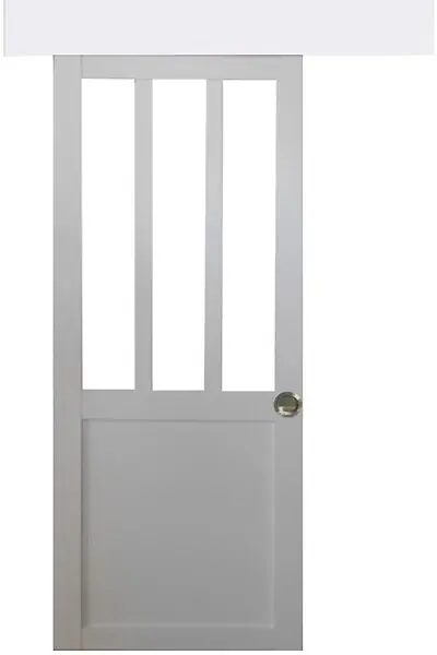 Porte Coulissante Atelier Blanc H204 x L73 cm, Rail Alu, Coquilles GD MENUISERIES Dernier Modèle