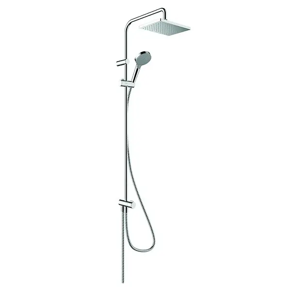 Colonne de douche ou bain douche sans mitigeur Vernis Shape 230 EcoSmart chromé + tablette AddStoris HANSGROHE Livraison Express