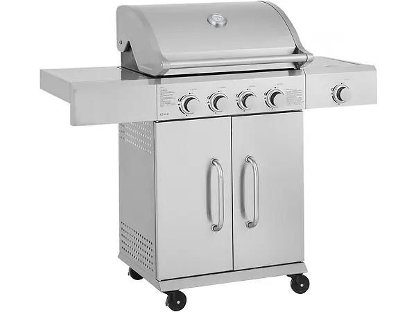 Barbecue gaz en inox avec 5 brûleurs dont 1 latéral "Brazzo" - 118 x 57 x 104 cm - Gris clair HABITAT ET JARDIN Petit Prix