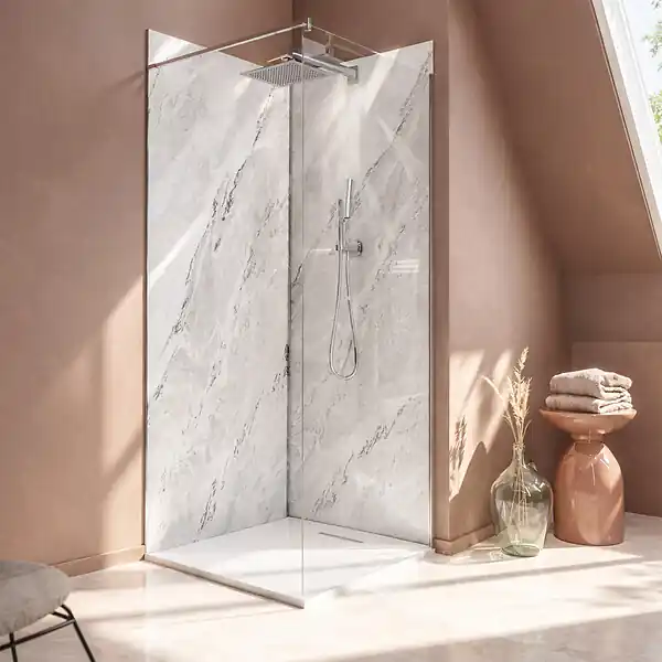 Pack 2 Panneaux Muraux Pierre Artic Storm 80x210cm + Profilés Chrome - STONE‘IT AURLANE Livraison Express