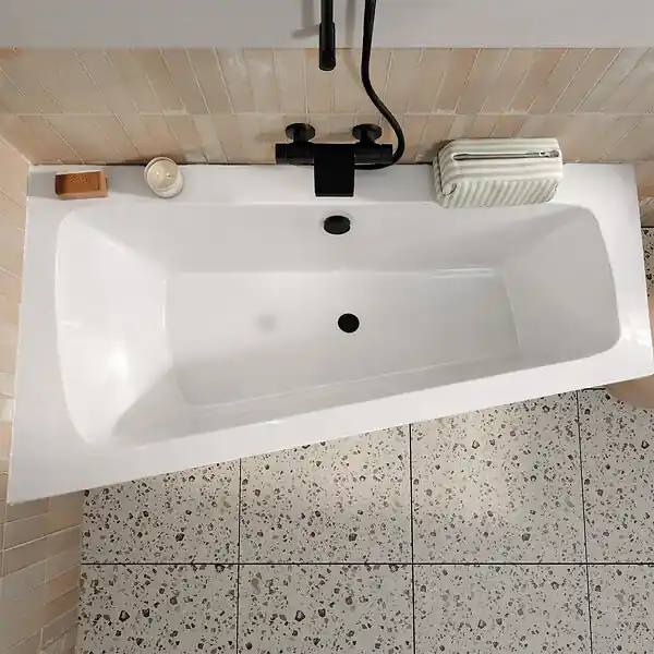 Nouvelle Collection Baignoire asymétrique droite 160x85x54 cm - 100% acrylique blanc brillant ALLIBERT