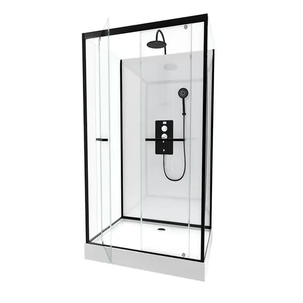 Cabine de douche City 110 - Noir - L.110xl.80xH.230cm AURLANE Authentique