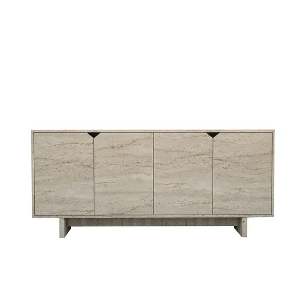 Marque Buffet en bois "Turan" - 180 x 40 x 81 cm - Travertin HABITAT ET JARDIN