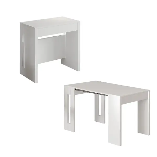 Acheter Direct Table repas extensible en bois "Nivo" - 80 x 44 x 76 cm - Blanc HABITAT ET JARDIN