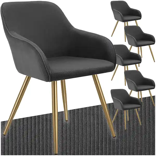 Quantité Limitée Lot 6 chaises élégantes aspect corde anthracite/doré TECTAKE