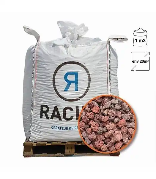 Paillage minéral en pouzzolane rouge 12/20 Big bag 1 m3 pour 20m2 RACINE Offre Spéciale