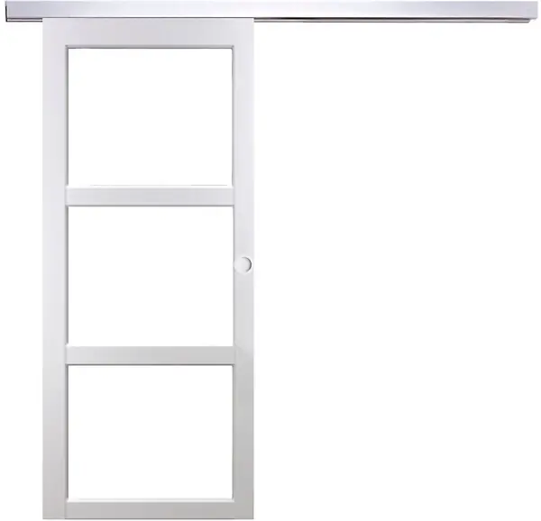 Porte Coulissante Kenya Blanc Vitrage transparent H204 x L83 cm, Rail Alu, Coquilles blanc GD MENUISERIES Prix Choc