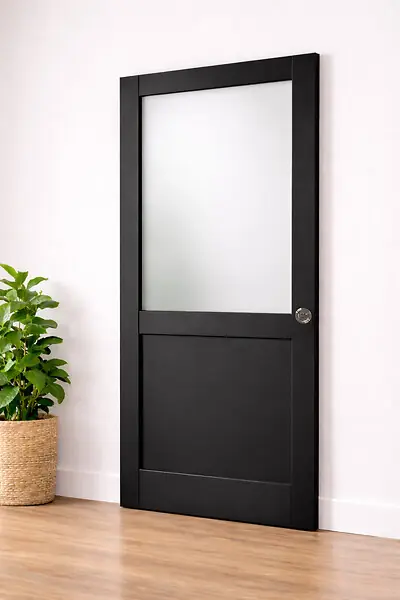 Porte Coulissante Athena Noir H204 x L93 cm, serrure condamnation GD MENUISERIES Vente Directe