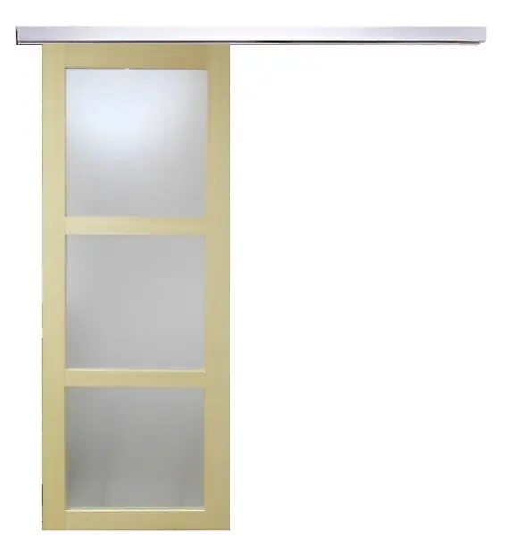 Prix Promo Porte Coulissante bois Ayous Vitrée H204 x L83 cm, Rail Alu GD MENUISERIES